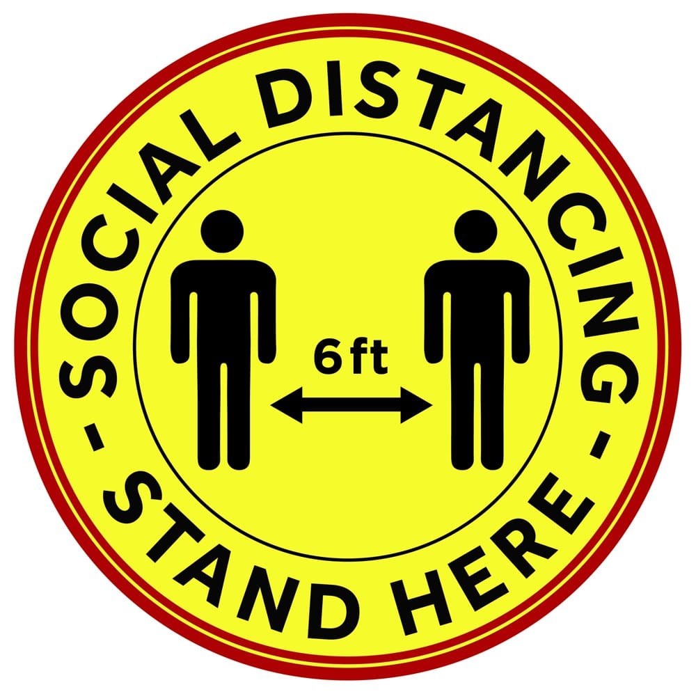 Winco Essentials Pack Winco PFD-12Y 12 Inch Round Anti-Slip Social Distancing Floor Decal Pack of Ten | Denson CFE