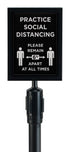 Winco Essentials Set / Black Winco CGS-SETA 2 Piece Black Stanchion Set with Social Distancing Sign | Denson CFE