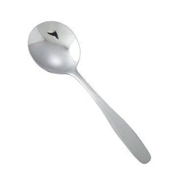 Winco Flatware Dozen Winco 0008-04 Manhattan 6 Inch Flatware Stainless Steel Solid Handle Bouillon Spoon | Denson CFE