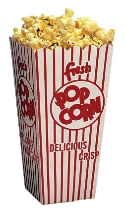 Winco Food & Beverage Pack / Red Winco Benchmark 41048 Popcorn Scoop Box Classic Red and White Striped Design 1.75 oz Pack of 100 | Denson CFE