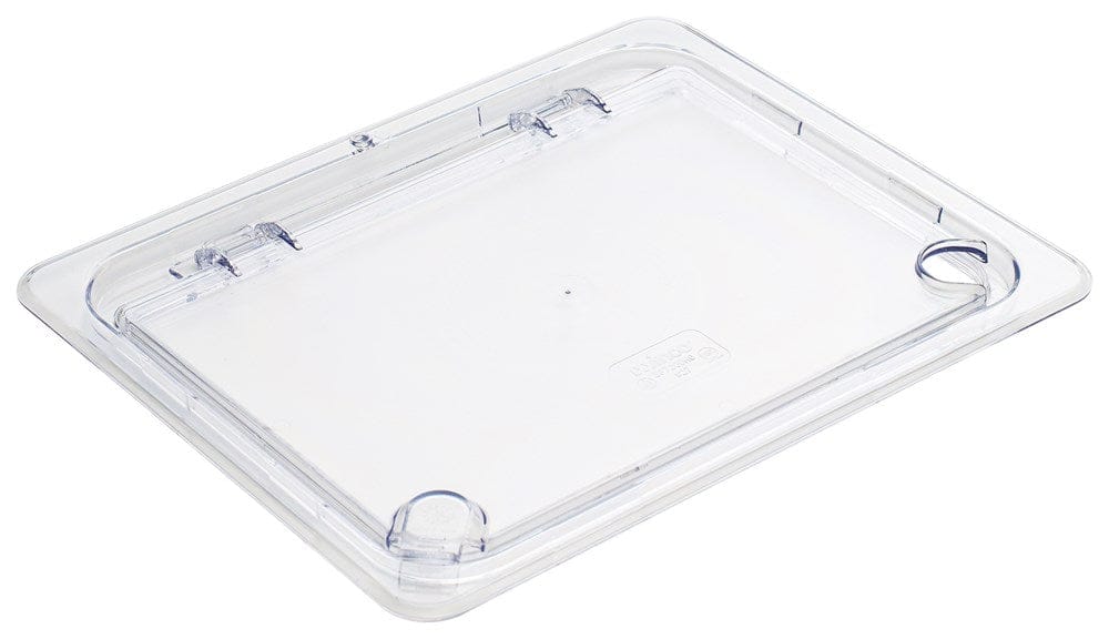Winco Food Pans Each Winco SP7200H Hinged Lid Cover for 1/2 Size Food Pans with Peg Hole and Notched Design Clear | Denson CFE