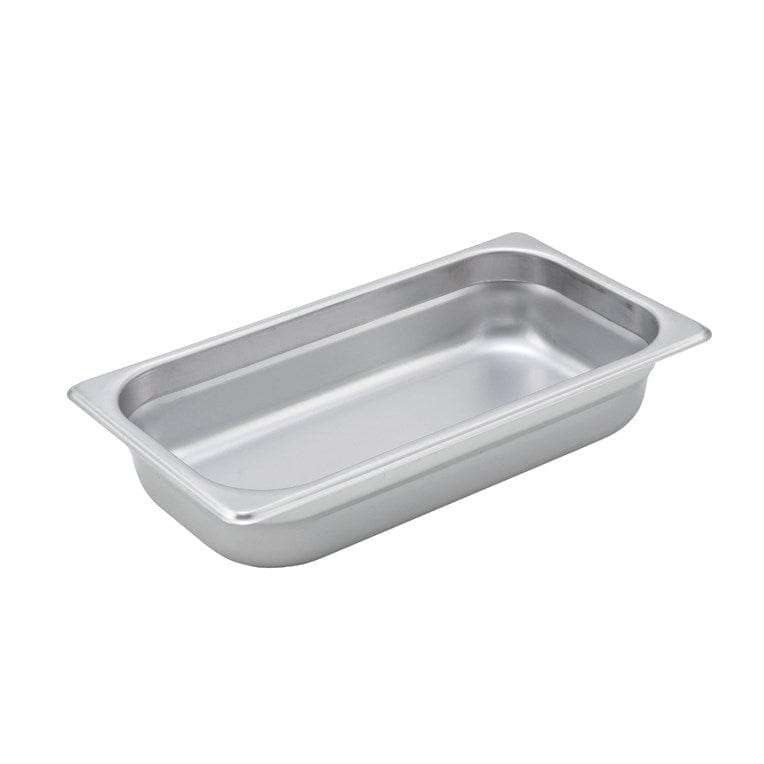Winco Food Pans Each Winco SPJM-302 2 1/2" Third Size Solid Anti-Jam Steam Table Pan / Hotel Pan - 24 Gauge