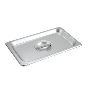 Winco Food Pans Each Winco SPSCQ Stainless Steel Steam Table Pan Cover 1/4 Size Solid with Handle | Denson CFE