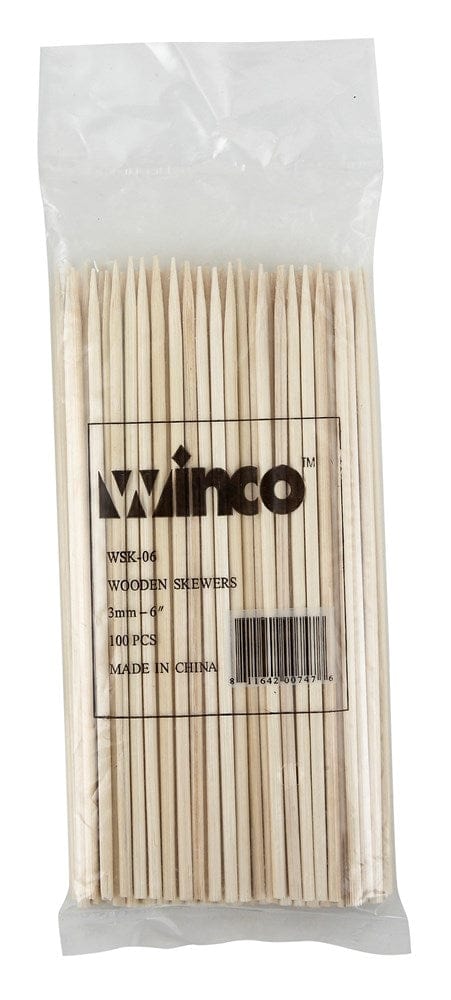 Winco Food Service Supplies Bag Winco WSK-06 6" Bamboo Skewers - Bag of 100