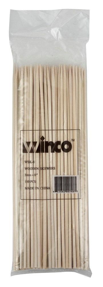 Winco Food Service Supplies Bag Winco WSK-08 8" Bamboo Skewers, 100/bag | Denson CFE