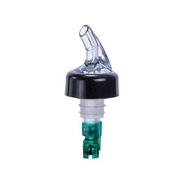 Winco Food Service Supplies Dozen / Green Winco PPA-075 Measured Pourer 3/4oz Green Tail with Black Collar and Clear Spout | Denson CFE