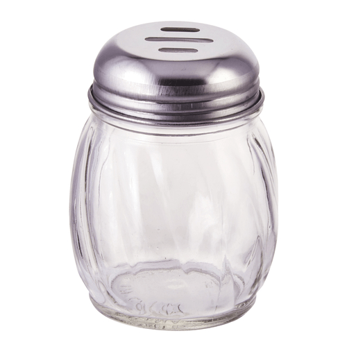 Winco Food Service Supplies Dozen Winco G-108 6 oz. Glass Cheese Shaker with Slotted Chrome Top