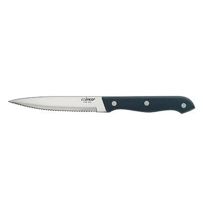 Winco Food Service Supplies Dozen Winco K-70P Steak Knife 5 Inch Blade Pointed Tip Solid POM Handle | Denson CFE
