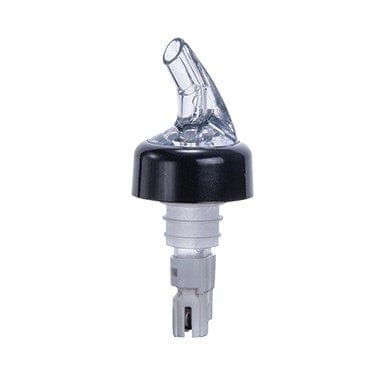 Winco Food Service Supplies Dozen Winco PPA-200 2 Ounce Measured Pourer with Black Collar and Clear Spout | Denson CFE