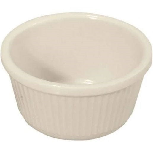 Winco Food Service Supplies Dozen Winco RFM-4B 4 Ounce Fluted Bone Melamine Ramekin for Sauces and Condiments | Denson CFE