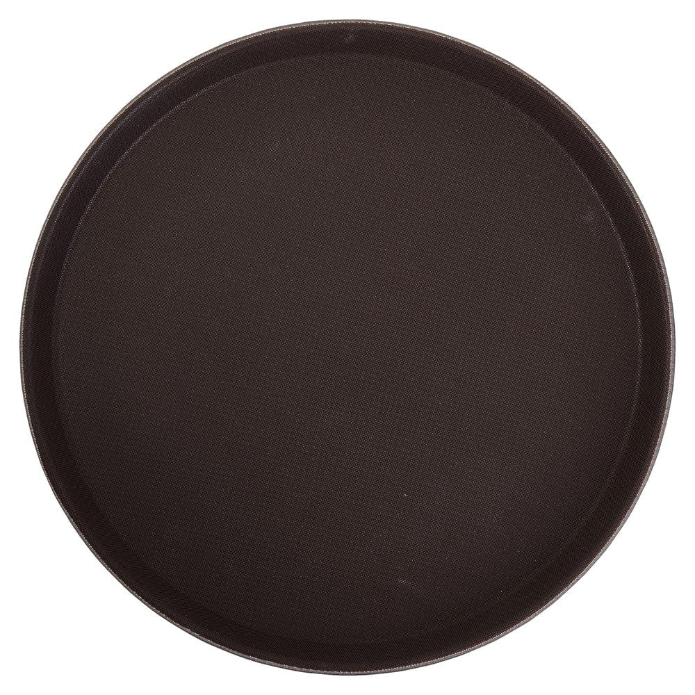 Winco Food Service Supplies Each / Brown Winco TRH-11 Easy Hold 11 Inch Rubber Lined Round Tray Brown | Denson CFE