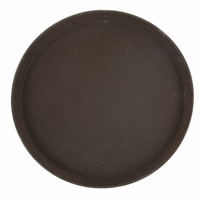 Winco Food Service Supplies Each / Brown Winco TRH-14 14 Inch Easy Hold Rubber Lined Round Tray Brown | Denson CFE