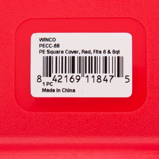Winco Food Service Supplies Each / Red Winco PECC-68 Red Polyethylene Food Container Cover for 6 and 8 Quart Containers | Denson CFE