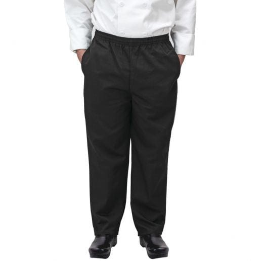 Winco Food Service Supplies Each / Small / Black Winco UNF-2KS Black Small Relaxed Fit Chef Pants for Comfortable Kitchen Wear | Denson CFE