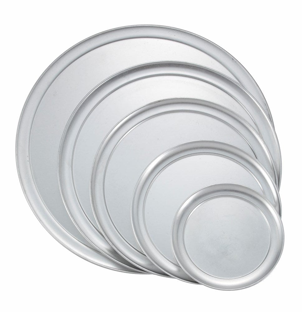 Winco Food Service Supplies Each Winco APZT-8 8 Inch Wide Rim Aluminium Pizza Tray | Denson CFE