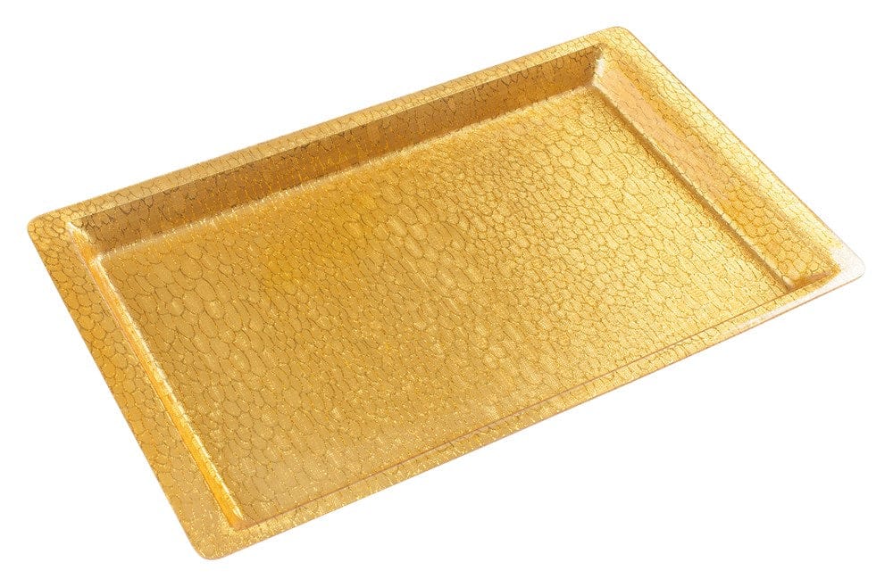 Winco Food Service Supplies Each Winco AST-2G Gold Acrylic Display Tray with Snake Skin Texture 20.75 x 12.75 inches | Denson CFE