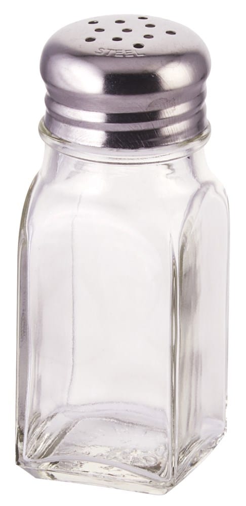 Winco Food Service Supplies Each Winco G-109 Salt and Pepper Shaker - 2 oz, Glass with Stainless Steel Mushroom Top | Denson CFE