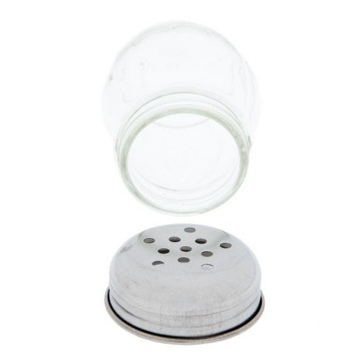 Winco Food Service Supplies Each Winco G107 Six Ounce Glass Cheese Shaker with Perforated Chrome Top | Denson CFE