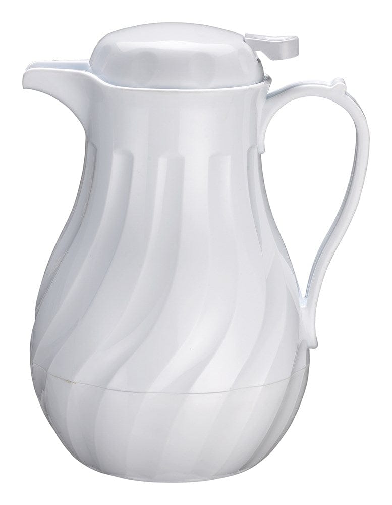 Winco Food Service Supplies Each Winco VSW20W White Insulated Beverage Server 20 Ounce with Elegant Swirl Design | Denson CFE