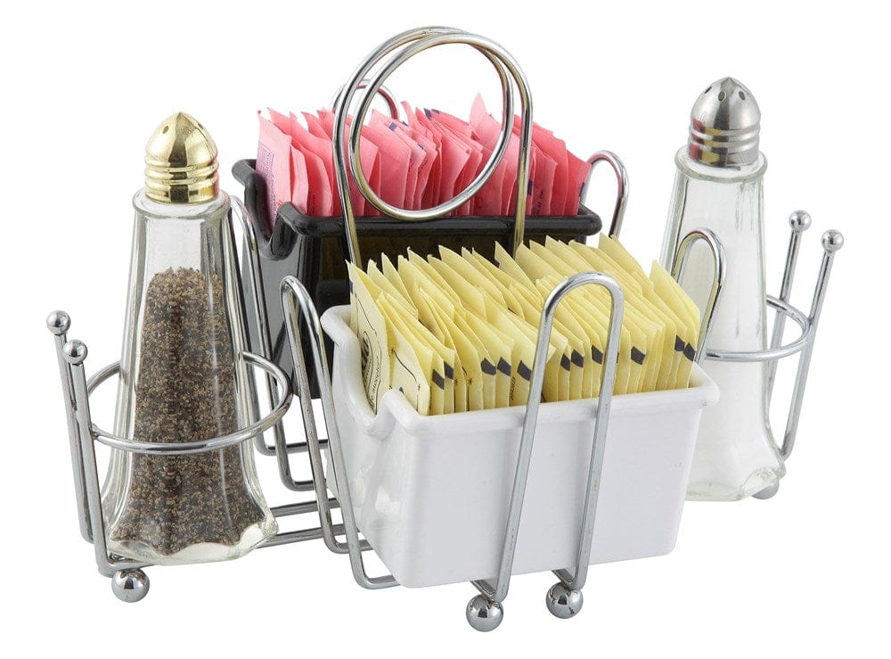 Winco Food Service Supplies Each Winco WH-1 Chrome Plated Salt Pepper and Sugar Packet Holder | Denson CFE