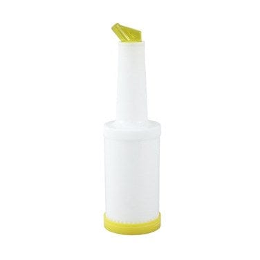 Winco Food Service Supplies Each / Yellow Winco PPB-1Y 1 Quart Liquor and Juice Pour Bottle with Yellow Spout and Lid | Denson CFE