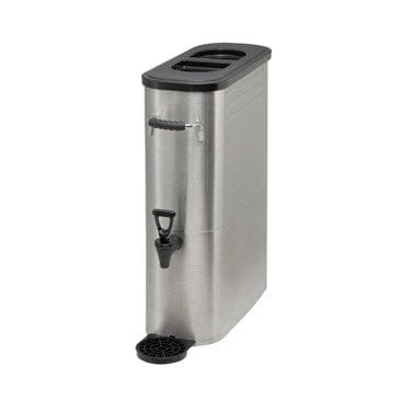 Winco Food Service Supplies Set Winco SSBD-5 Stainless Steel Five Gallon Slim Iced Tea Dispenser with Detachable Drip Tray and Colour Decals | Denson CFE