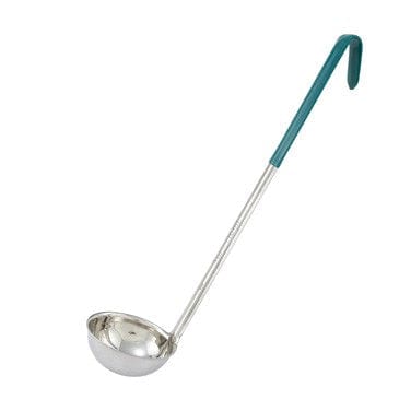 Winco Kitchen Tools Each / Green Winco LDC-4 Green 4 oz LDC Series One-Piece Stainless Steel Serving Ladle With 15 1/2" Color-Coded Handle
