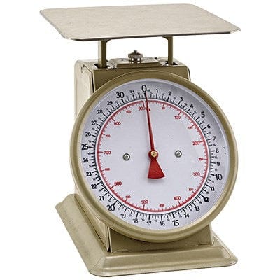Winco Scales Each Winco SCLH-50 50 Pound Mechanical Kitchen Scale with Stainless Steel Platform and Shatterproof Dial Cover | Denson CFE