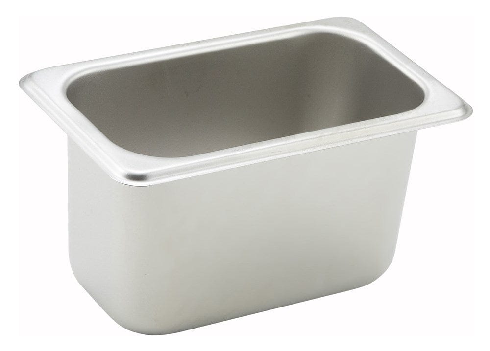 Winco Serving & Display Each Winco SPN4 Straight-sided Steam Pan 1/9 Size 4 Inch Deep 25 Gauge Stainless Steel | Denson CFE