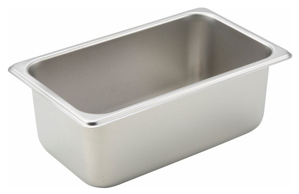 Winco Serving & Display Each Winco SPQ4 Straight-Sided Stainless Steel Steam Pan 1/4 Size 4 Inch Deep | Denson CFE