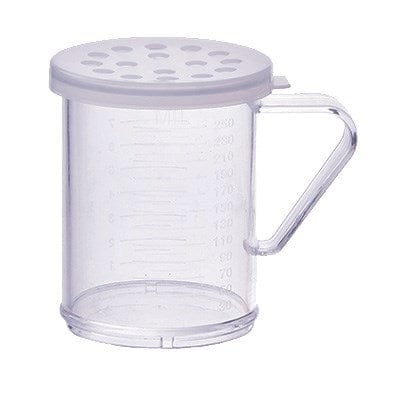 Winco Shakers & Dredgers Set / Clear Winco PDG-10CXL 10 Ounce Dredge with Clear Snap-on Lid and Extra Large Holes | Denson CFE