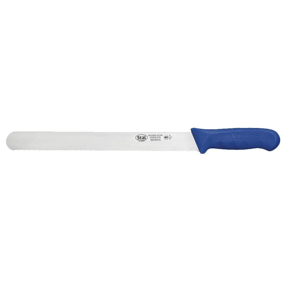 Winco Smallwares Each / Blue Winco KWP-121U Stal 12 Inch Wavy Edge Slicer Knife Blue Handle | Denson CFE