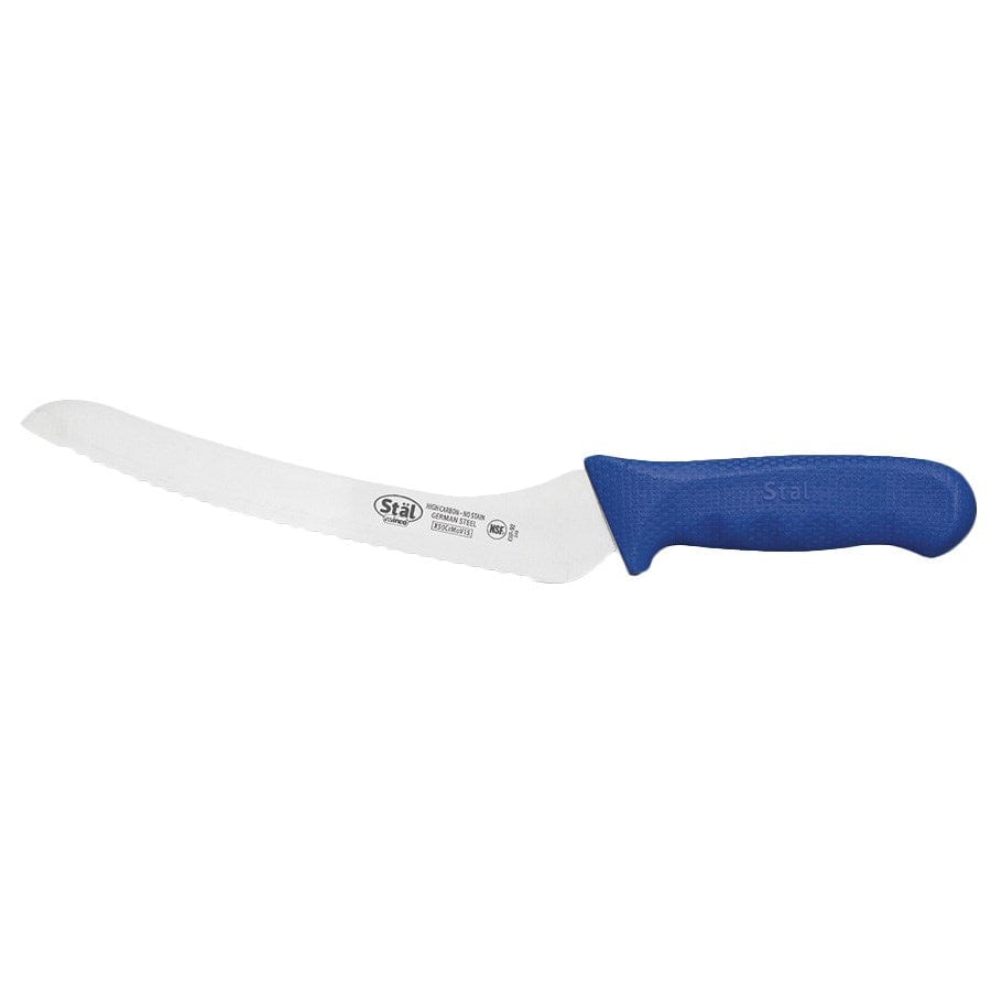 Winco Smallwares Each / Blue Winco KWP 92U Stal 9 Inch Offset Bread Knife with Blue Polypropylene Handle | Denson CFE