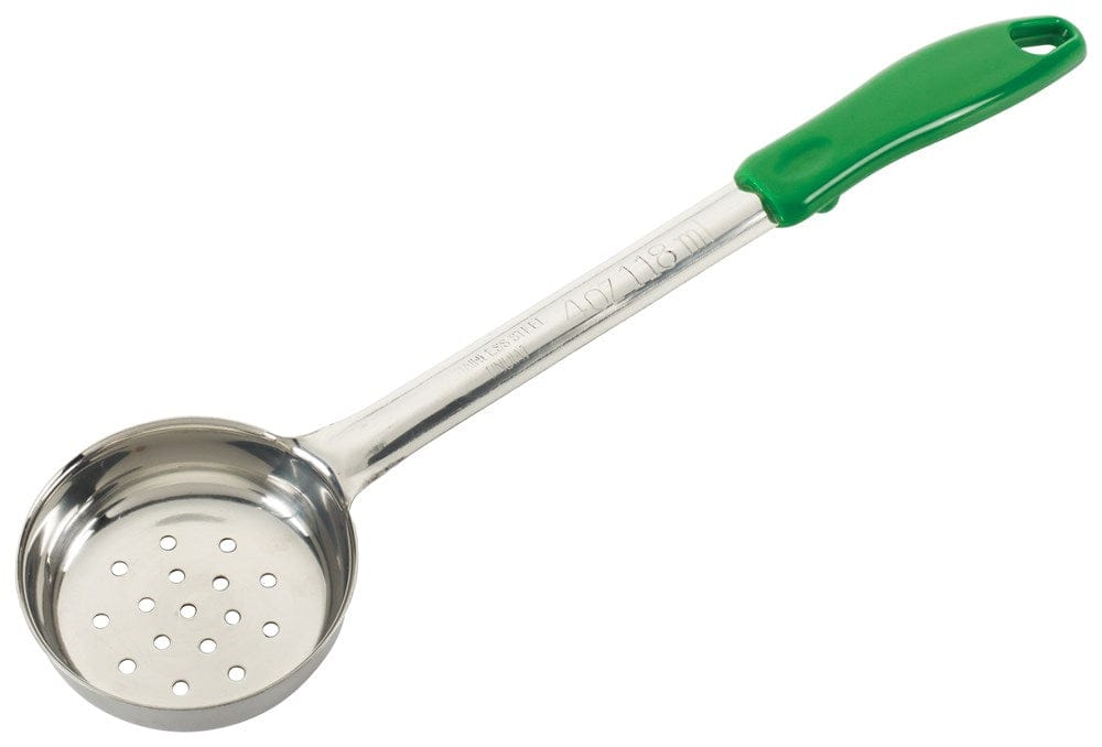 Winco Smallwares Each / Green Winco FPP-4 Food Portioner 4 Ounce One-Piece Perforated Green Handle | Denson CFE