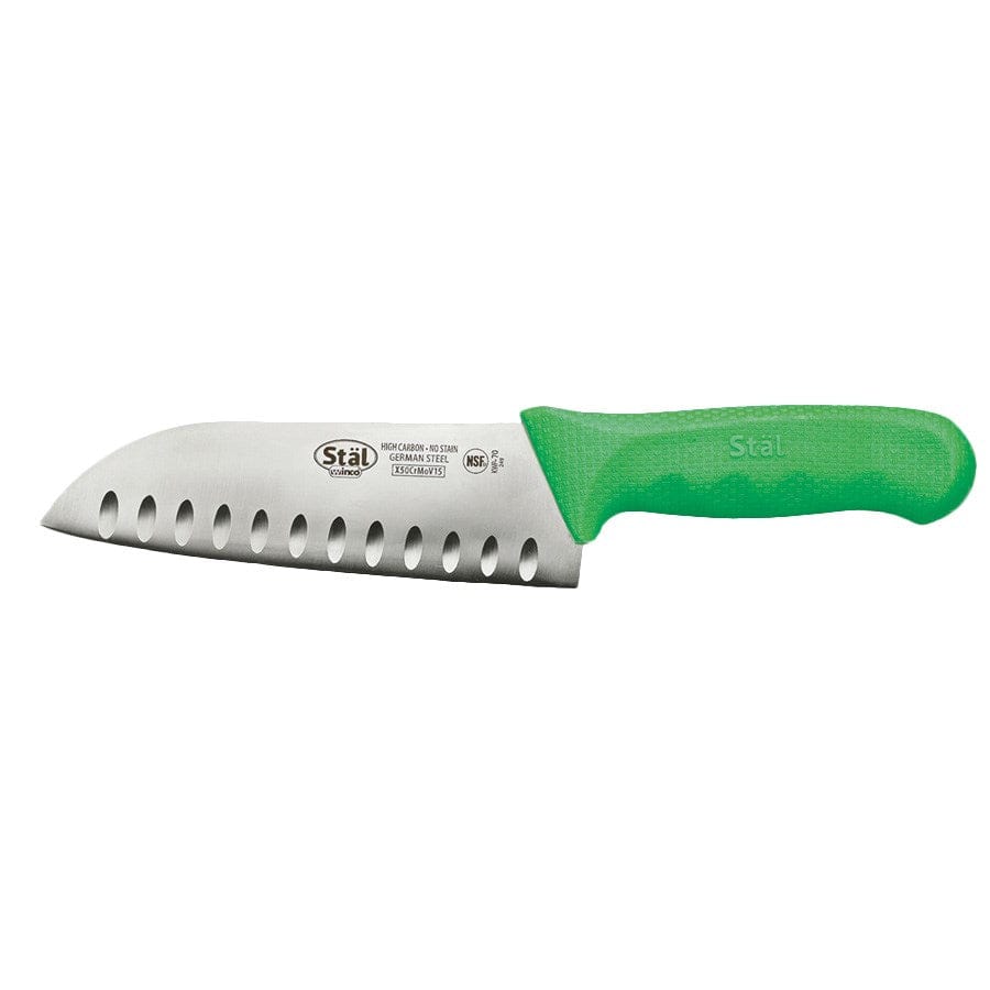 Winco Smallwares Each / Green Winco KWP-70G Stal 7 Inch Santoku Knife with Green Polypropylene Handle | Denson CFE