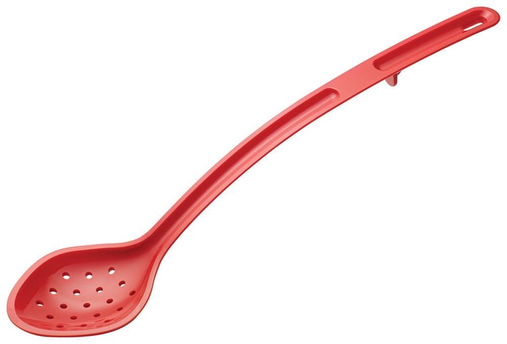 Winco Smallwares Each / Red Winco CVPS-15R Red 15 Inch Polycarbonate Perforated Serving Spoon for Food Service | Denson CFE