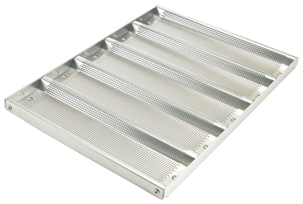 Winco Smallwares Each Winco ABPN-5H Aluminum Five Slot Sub Sandwich Roll Pan for Perfectly Baked Baguettes | Denson CFE