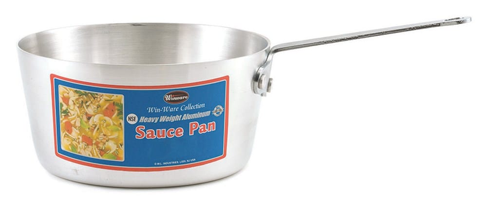 Winco Smallwares Each Winco ASP-3 Heavyweight Tapered Aluminum Sauce Pan 3.75 Quart | Denson CFE