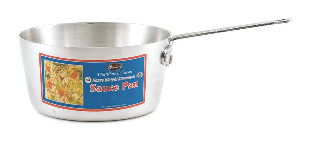 Winco Smallwares Each Winco ASP4 Heavyweight Tapered Aluminum Sauce Pan 4.25 Quart Natural Finish | Denson CFE