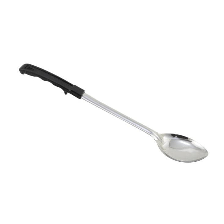 Winco Smallwares Each Winco BHOP 15 Inch Solid Basting Spoon with Stop Hook Black Polypropylene Handle Stainless Steel | Denson CFE