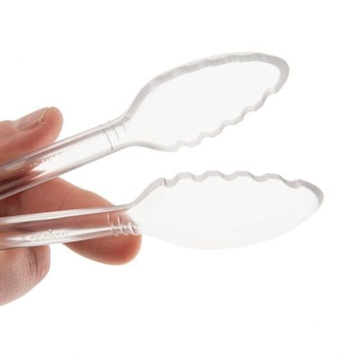 Winco Smallwares Each Winco CVST-6C Clear Curv Series 6 Inch Heat Resistant Polycarbonate Serving Tongs | Denson CFE