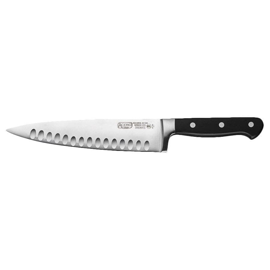 Winco Smallwares Each Winco KFP-84 Acero 8 Inch Chef Knife Hollow Ground Edge Full Tang Forged German High Carbon Stainless Steel | Denson CFE