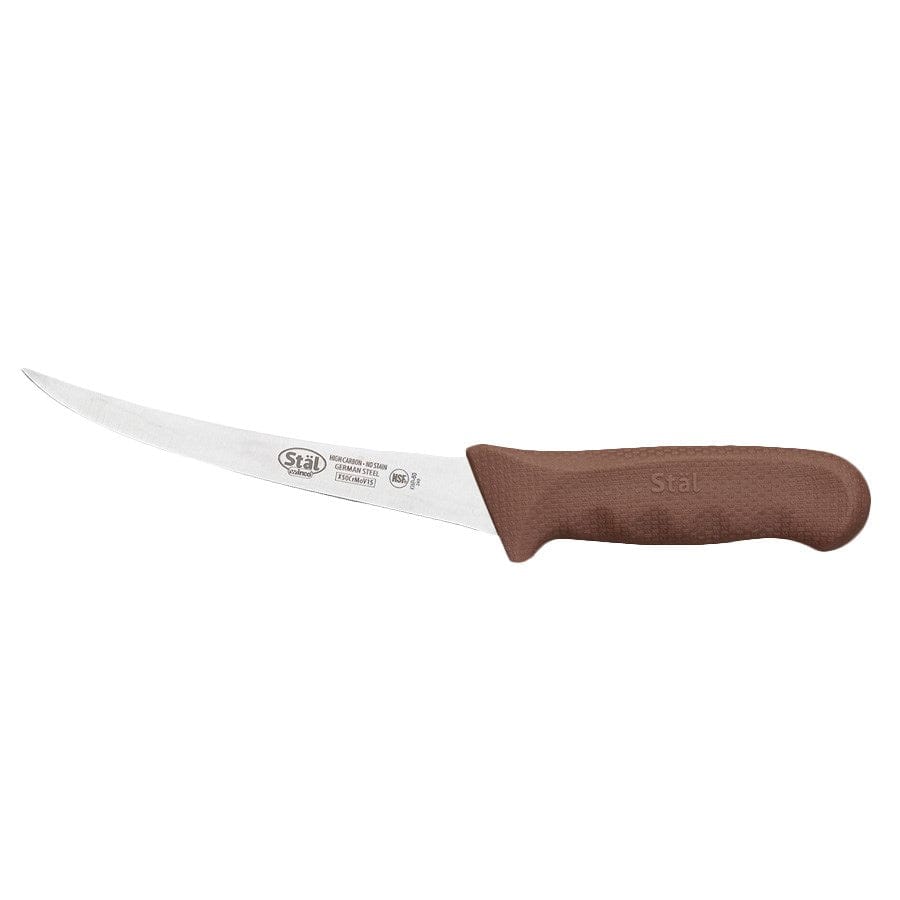 Winco Smallwares Each Winco KWP-60N Stal 6 Inch Curved Boning Knife Brown Polypropylene Handle | Denson CFE