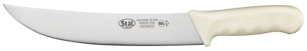 Winco Smallwares Each Winco KWP-90 Cimeter Knife 9.5 Inch Stain-Free High Carbon Stainless Steel with White Polypropylene Handle | Denson CFE