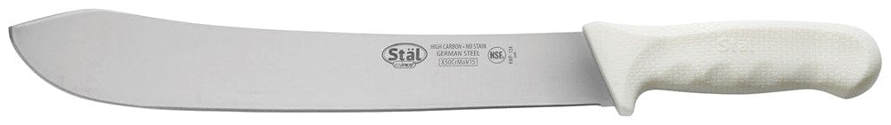 Winco Smallwares Each Winco KWP124 Stal 12 Inch Butcher Knife White Polypropylene Handle | Denson CFE