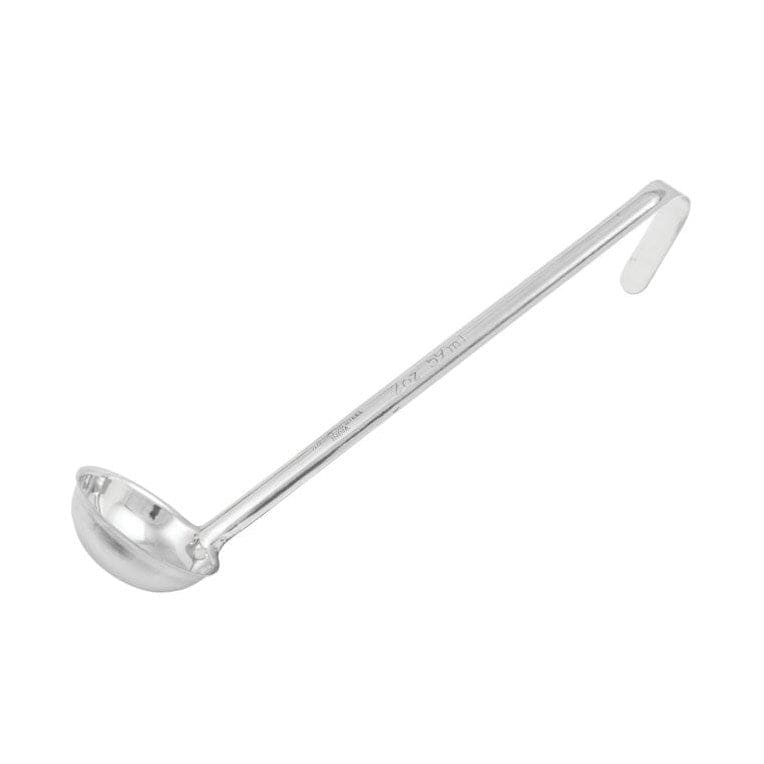 Winco Smallwares Each Winco LDI-2 One-Piece Stainless Steel 2 Ounce Serving Ladle with 10.25 Inch Handle | Denson CFE