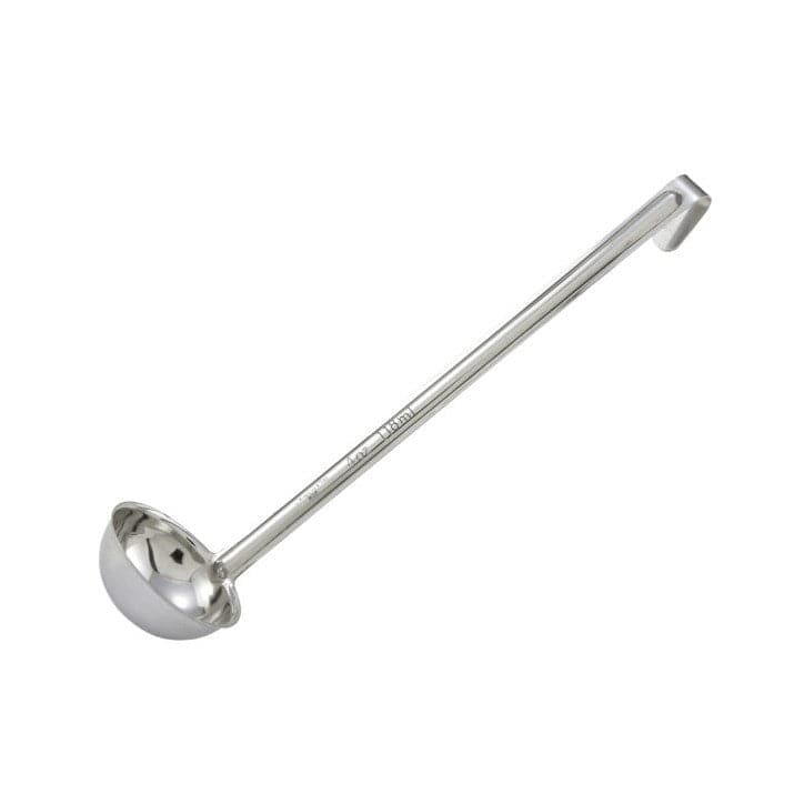 Winco Smallwares Each Winco LDI-4 One-Piece Stainless Steel 4 Ounce Serving Ladle with 12 1/4 Inch Long Handle | Denson CFE
