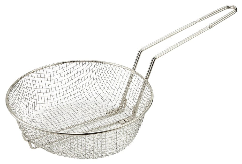 Winco Smallwares Each Winco MSB-12M 12 Inch Culinary Basket Medium Mesh Nickel Plated | Denson CFE