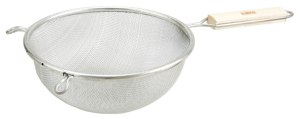 Winco Smallwares Each Winco MST-6S Stainless Steel Medium Single Mesh Strainer with Wooden Handle | Denson CFE