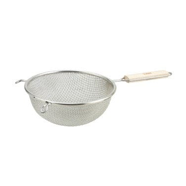 Winco Smallwares Each Winco MSTF 8D Double Mesh Fine Strainer with Wooden Handle 8 Inch | Denson CFE